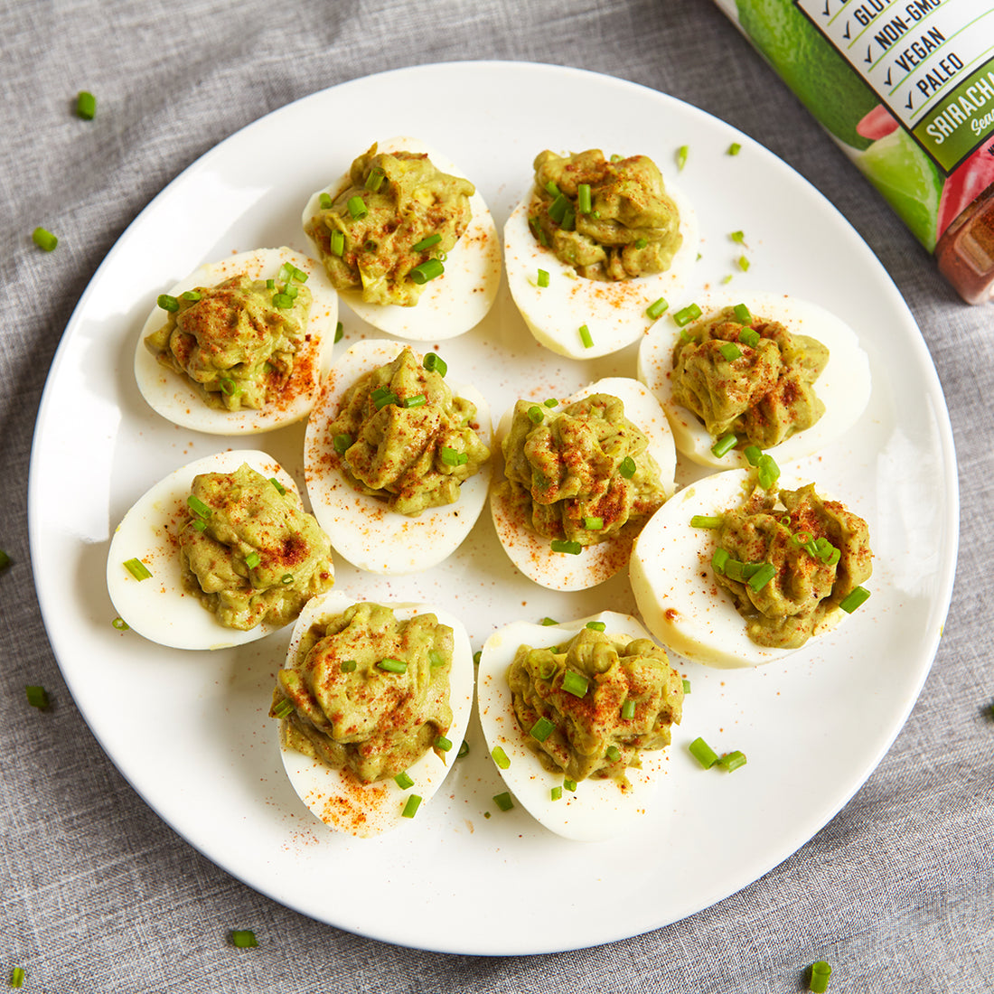 Sriracha Lime Avocado Deviled Eggs